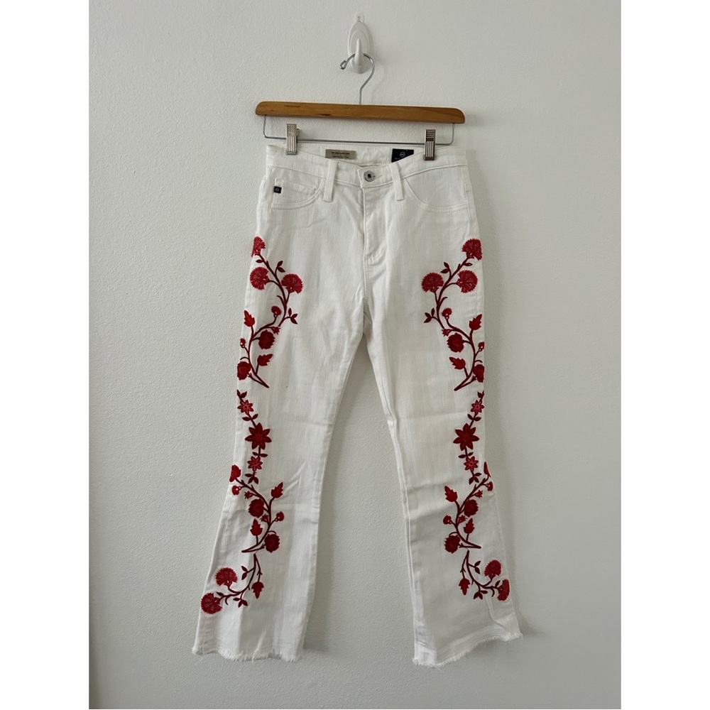 VINTAGE AG (ADRIANO GOLDSCHMIED) Jodi Mid-Rise Flare Crop White Jeans